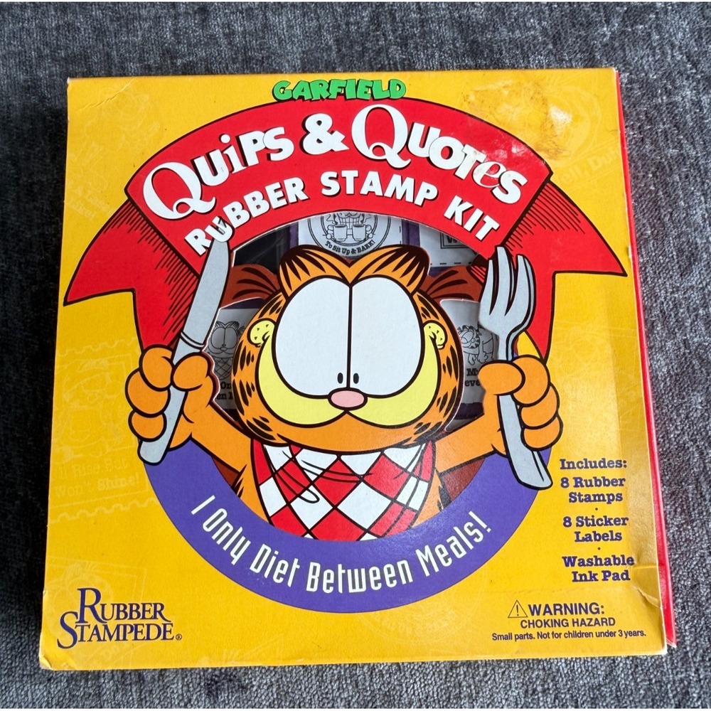 Vintage Garfield Rubber Stamp Kit Quips & Quotes Rubber Stampede Complete 1990s
